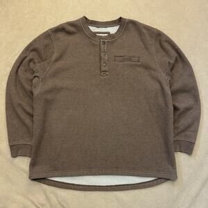 Ll Bean Katahdin Iron Works Thermal Waffle Knit Fleece Lined Henley 2XL